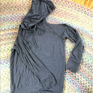 Rags and Couture Shoulder Cut Out Hoodie | Gray